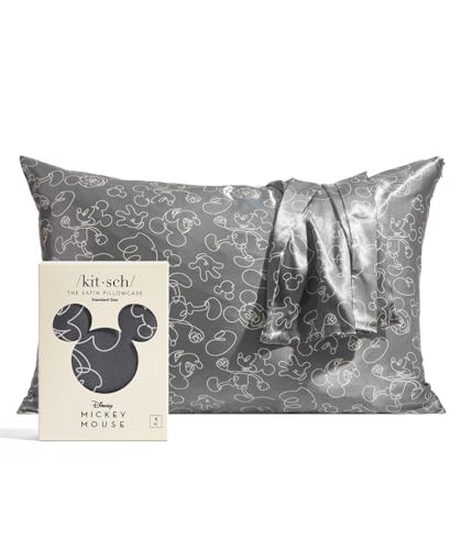 Mickey/Minnie x Kitsch Satin Pillowcase with Zipper - Softer Than Silk Pillow Cases for Hair & Skin Cooling Pillow Cases Covers | Satin Pillow Cases Standard Size 