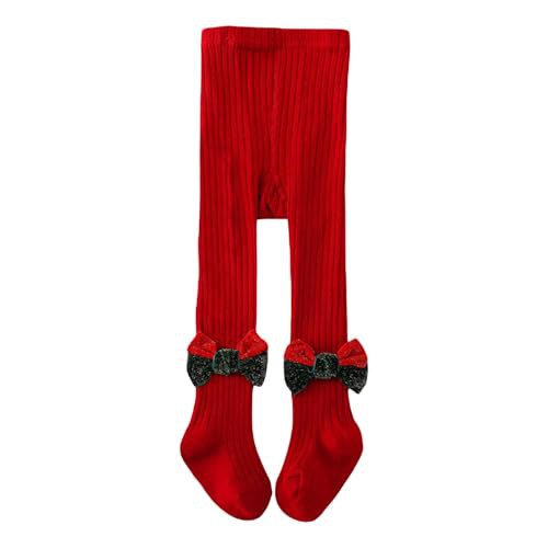 YILEEGOO Baby Toddler Girls Tights Rib Knit Pantyhose With Velvet Bows Chritsmas Valentine's Day Leggings Pants Infant Stockings