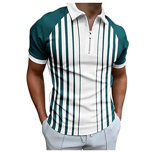 Men's Classic Short Sleeve Solid Performance Deck Polo Shirt Modern Fit Pattern Summer Shirts for Men v Neck Henley Shirts for Men Quick-Dry Camp Halloween Fashionable Tshirts top Men's Polo Shirts