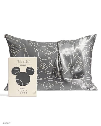 Kitsch Mickey/Minnie x Satin Pillowcase with Zipper - Softer Than Silk Pillow Cases for Hair & Skin Cooling Pillow Cases Covers | Satin Pillow Cases Standard Size 