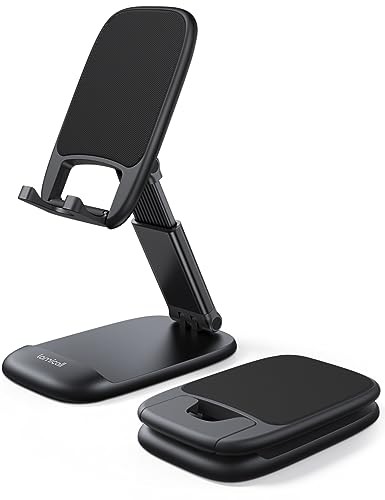 Lamicall Foldable Phone Stand for Desk - Height Adjustable Phone Holder Cradle Dock for iPhone 16 15 14 Pro Max Plus, 13 12 Pro Max Mini, 11 Pro, Xs, XR, X, 8, 6s, SE, Samsung S23, 4"-8" Mobile Phones