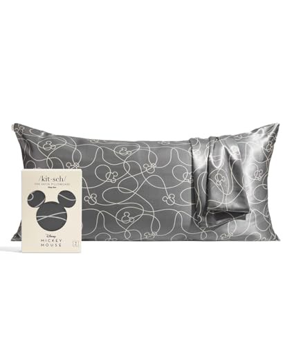 Mickey/Minnie x Kitsch Satin Pillowcase - Softer Than Silk Pillowcase for Hair & Skin | Cooling Satin Pillowcases with Zipper | Satin Pillow Case Cover | Pillow Cases King Size 