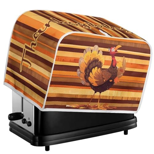 Kuiaobaty Happy Thanksgiving Day Toaster Cover for Two Slice Toaster,Cute Turkey Kitchen Bread Machine Cover Household Appliances Dust Cover Protector