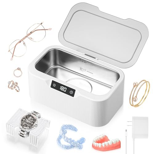 Ultrasonic Cleaner Victop 500ml Jewellry Cleaner Silver Cleaner with Watch Stand for Jewelry Necklace Ring Eyeglasses Watch Denture, 47KHz Ultrasound Cleaner Machine Professional Sonic Cleaner