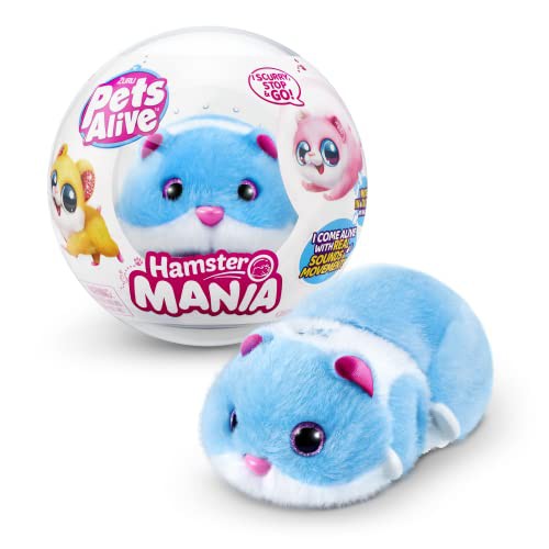 Pets Alive Hamstermania Blue by ZURU Hamster, Electronic Pet, 20+ Sounds Interactive, Hamster Ball Toy for Girls and Children, 