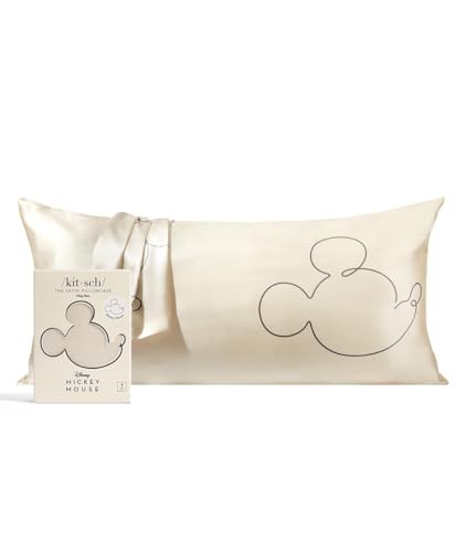 Mickey/Minnie x Kitsch Satin Pillowcase - Softer Than Silk Pillowcase for Hair & Skin | Cooling Satin Pillowcases with Zipper | Satin Pillow Case Cover | Pillow Cases King Size 