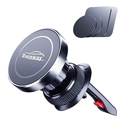Rainway Car Phone Holder, Upgrade Hook Magnetic Phone Car Mount with 6 N52 Magnets, [360° Rotation] Air Vent Universal Mobile Phone Holder for Car Accessories, Compatible with iPhone, Samsung, etc.