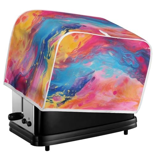 Kuiaobaty Rainbow Fluid Painting 2/4 slice Bread Toaster Machine Protective Cover, Abstract Art Stain Resistant Kitchen Appliance Covers