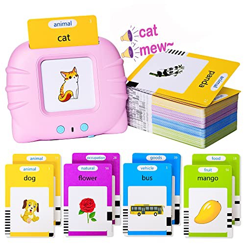 Talking Flash Cards Early Educational Toys for 3 4 5 6 Year Old Baby Boys Girls, Preschool Learning Reading Machine with 224 Words, Montessori Interactive Gift for Kids Toddlers