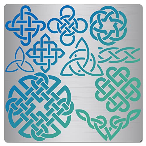 GORGECRAFT 6.3 Inch Celtic Knots Metal Stencil Chinese Knot Pattern Stainless Steel Cutting Stencil Template Journal Tool for Painting Wood Burning Pyrography and Engraving Home DIY Decoration