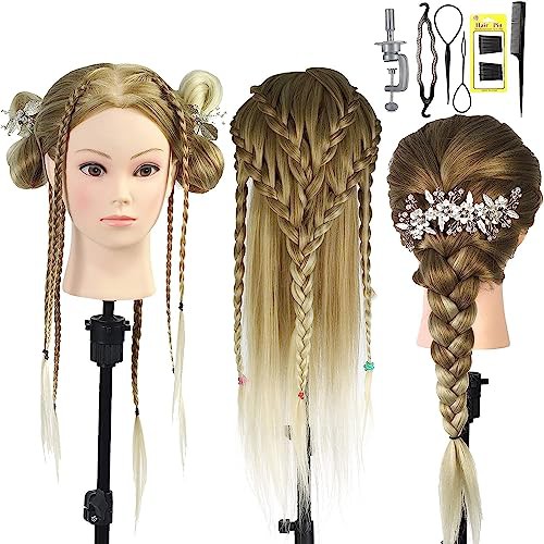 Neverland Beauty Training Heads 26" Hair Training Head Hairdressing Practice Mannequin Head Manikin Doll with Lower Eyelashes