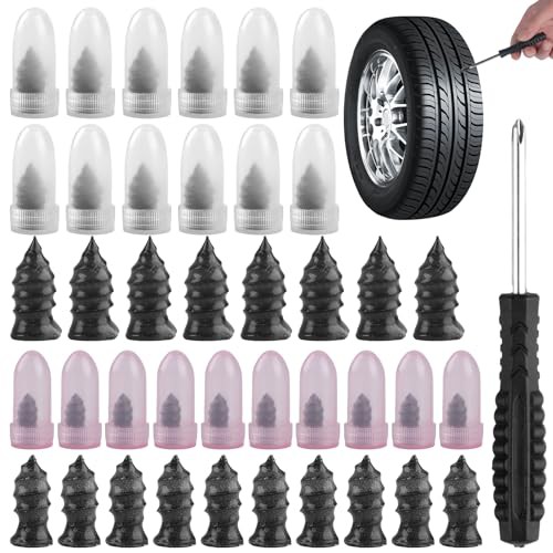 40pcs Vacuum Tire Repair Nails,Tire Repair Kit including Rubber Nail,car puncture repair kit Tire,Nail and Screwdriver,2 Sizes,Tubeless Tire Repair Kit for Cars,Cars,SUVs,Trucks,Motorcycles, Bicycles