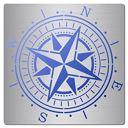 GORGECRAFT 6.3 Inch Compass Metal Stencil Stainless Steel Painting Template Journal Tool for Painting Wood Burning Pyrography and Engraving Home DIY Decoration Art Craft Supplies