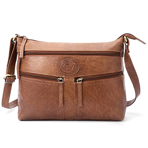 Woodland Leathers 100% Genuine Leather Women's Hobos & Shoulder Bags Designer Retro Vintage Style Slouch Bag And Multi Pocket Handbags For Women Lightweight Cross-body Bags 