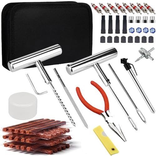 Ghguole Tyre Repair Kit,70pcs Tyre Plug Kit,Heavy Duty Tyre Puncture Repair Kit,Universal Car Tyre Patch Kit with 30 Tyre Repair Rubber Strip for Tires on Cars,Trucks,Motorcycles,ATV,Tractor,Van