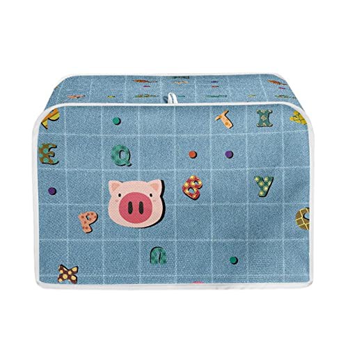 STUOARTE Toaster Dust Cover 4 Slice Cartoon Pig Cute Bread Maker Cover Toasters Covers Washable Stain Resistant Kitchen Small Appliance Cover for Mother, Blue