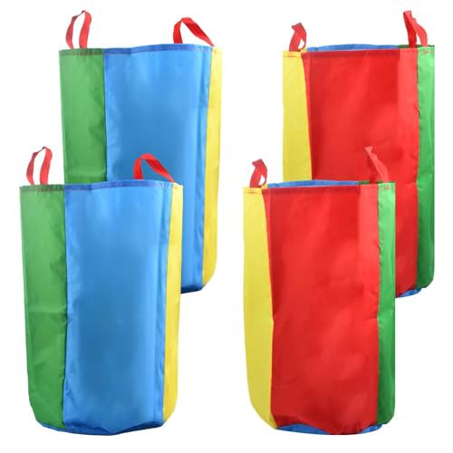 4 PCS Race Sack Bags, Sports Day Kit, Colorful Jumping Bags, Kids Field Race Bag Parent-Children games, Outdoor Sports Balancing Game Activities Equipment for Birthday Family Party