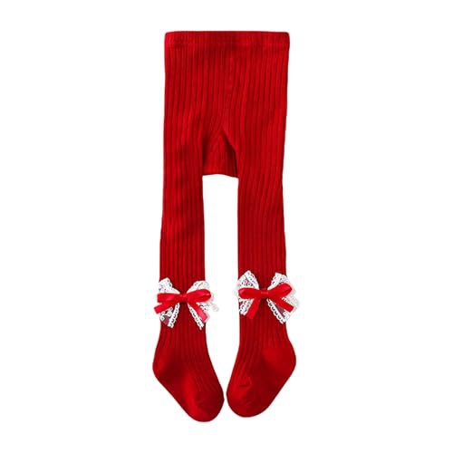YILEEGOO Baby Toddler Girls Tights Rib Knit Pantyhose With Velvet Bows Chritsmas Valentine's Day Leggings Pants Infant Stockings