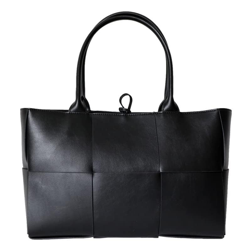 YiLang Shoulder Bag Women Fashion Pu Woven Shoulder Bag Large Capacity Tote Bag-Black,39 * 14 * 26 Cm
