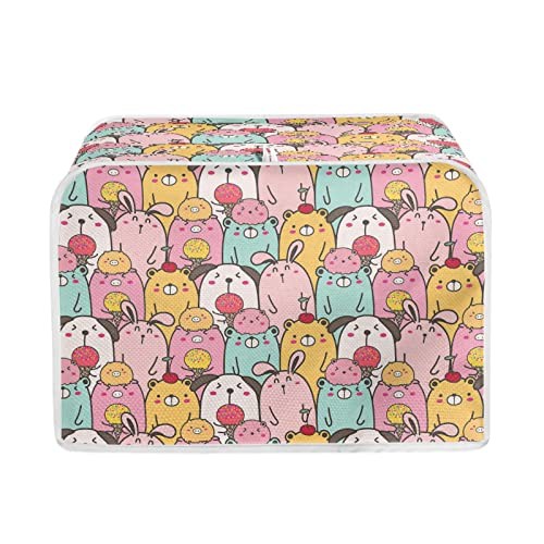 STUOARTE Cartoon Animals Toaster Cover Wide Slice Bread Machine Cover Washable Stain Resistant Cute 2 Slice Toaster Cover Kitchen Appliance Covers Bread Meker Cover