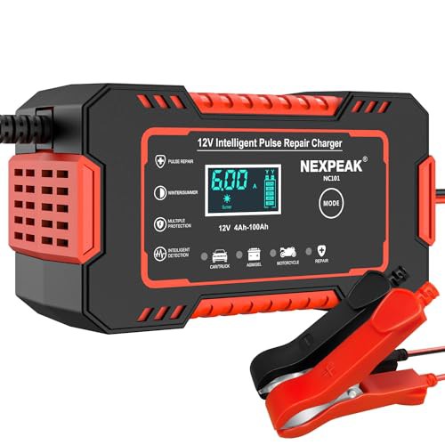 6-Amp Car Battery Charger, 12V Smart Fully Automatic Battery Charger with Temperature Compensation for Car Truck Motorcycle Marine Lead Acid Batteries
