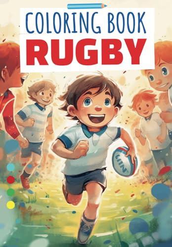 Rugby coloring book for kids Ages 4-11