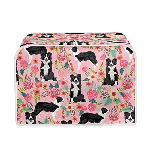 STUOARTE 2 Slice Toaster Cover Flowers German Shepherd Dog Toaster Accessories Wide Slot Kitchen Small Appliance Covers Universal Size Bread Machine Cover Kitchen Decor