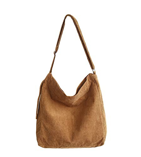 Corduroy Tote bag with shoulder strap Reusable Shopping Fashion Casual Handbag for Ladies School University Book 