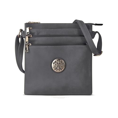 Woodland Leathers Crossbody Bags For Women, Multi Zipper Spacious Cross Body Bag Women With Adjustable Crossbody Strap, Golden decorated Women's Hobos & Shoulder Bags 