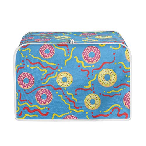 STUOARTE Dount Print Toaster Covers Cute 2 Slice Toaster Dust Covers Protection Bread Maker Oven Dustproof Covers Kitchen Accessories Small Appliance Covers for Mother, Blue
