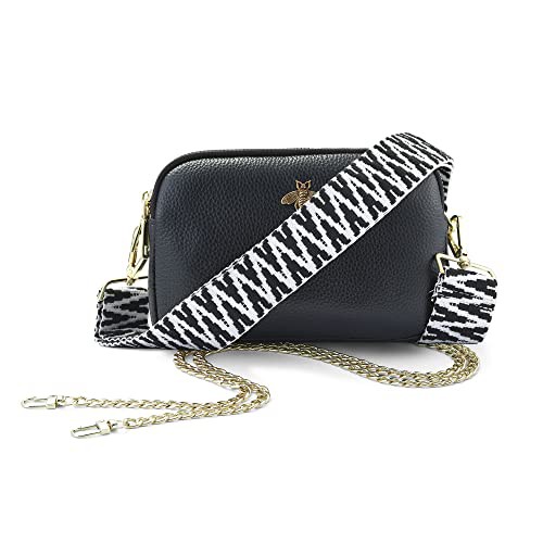 Woodland Leathers Genuine Leather Ladies Cross Body Bag, Shoulder Bag With Adjustable Wide Strap, Chain And Wrest Band, Italian Designed Multipurpose Shoulder & Crossbody Bags For Women 