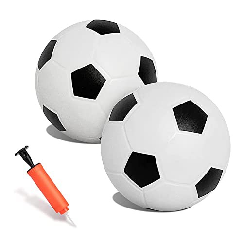 2PCS Mini 16cm Kids Rubber Footballs, Soft Soccer Sports Ball Outdoor Activity Game, Toddlers Soft Soccer with Air Pump Small Soccer Ball for Outdoor Indoor Playground Garden Beach 