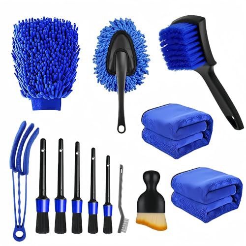 Waibejon 13pcs Car Cleaning Kit, Car Detailing Kit, Wheel Cleaning Brush Tyre Brush, for Car Motorcycle Bike Cleaning Wheels, Interior, Exterior, Leather, Dashboard, Vents