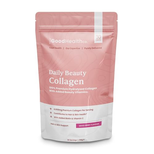 Your Good Health Co. – Your Beauty Premium Collagen Powder, Mixed Berry | 150g | 4,000mg Bovine Peptides | Vitamin C, Biotin – Supports Hair, Skin and Nails | 30 Day Supply