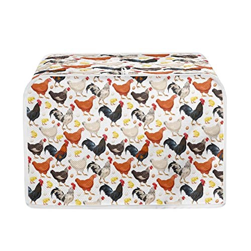 STUOARTE 2-Slice Rooster Toaster Cover,Bread Toaster Oven Dust Cover,Kitchen Appliance Cover Bread Machine Covers Anti Fingerprint Protection For Woman Gift-Top Handle Design