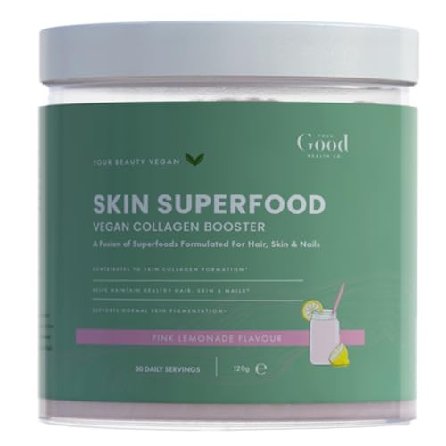 Your Good Health Co. – Your Beauty Vegan Collagen Booster Powder, Pink Lemonade | 120g | Hair, Skin & Nails Superfood | Retinol, Niacin, Biotin, Vitamin C & E | 30 Day Supply