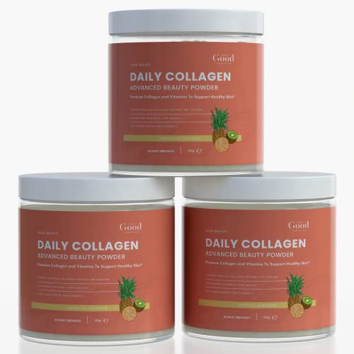 Your Good Health Co. – Your Beauty Premium Collagen Powder, Tropical | 4,000mg Bovine Peptides | Vitamin C, Biotin – Supports Hair, Skin and Nails | 150g X 3 Pack, 90 Day Supply