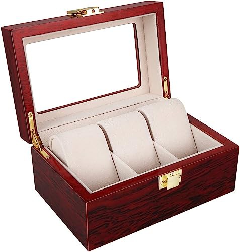Uten 3 Grids Watch Box Storage Case Organizer Jewellery Display Wooden for Men Women