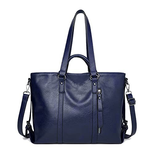 Aileese Tote Handbags for Women Retro Soft Leather Hobo Purses Fashion Crossbody Large Shoulder Bags Blue