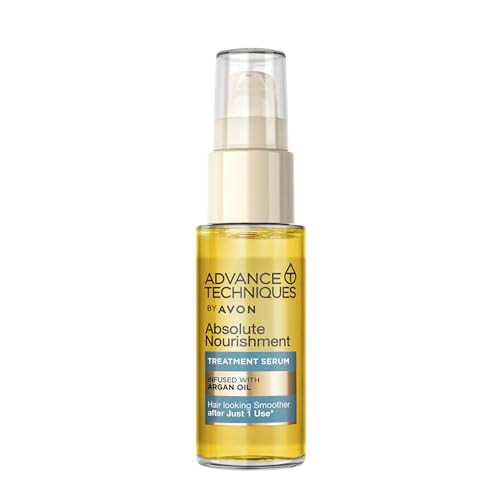 Avon Advance Techniques Absolute Nourishment Argan Hair Serum 30ml, Multi-Tasking Hair Treatment, Formulated with Argan Oil, Restores Shine and Health to Damaged Hair, Cruelty Free