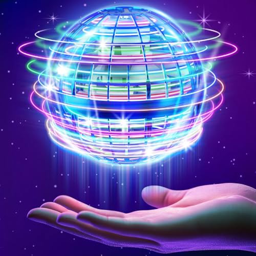 Flying Orb Ball Toys 2024, Boomerang Ball, 360°Rotating Hand Controlled Hover Ball with LED Lights, UFO Smart Sensor Flying Ball, Magic Globe Shape Flying Spinner Mini Drone for Boys Girls, Kids Gifts