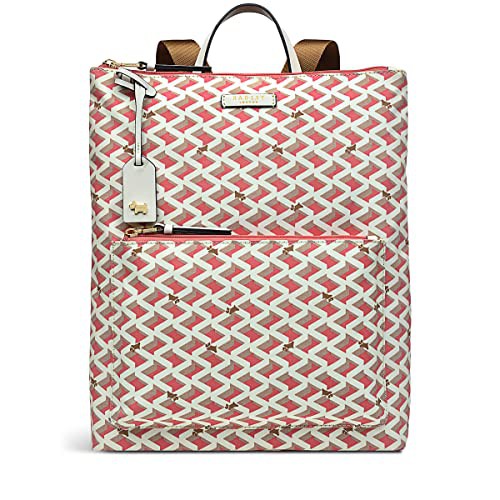 RADLEY London Optic Responsible Large Ziptop Tote Handbag for Women, Made from Pink & White Geometric Print BCI Coated Cotton Canvas, Handbag with Flapover Top & Magnetic Fastening, Fits 13" Laptop