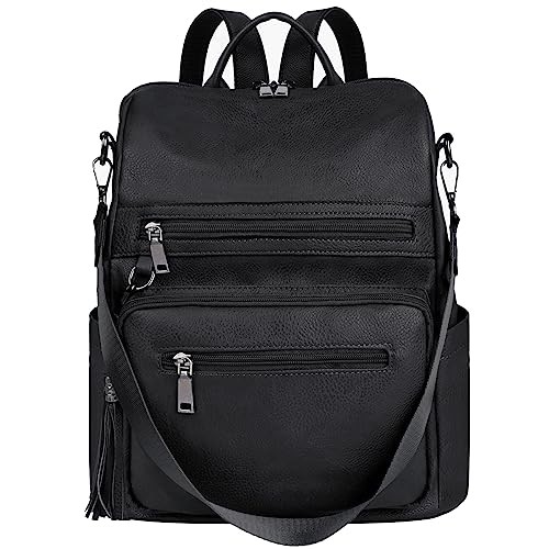 ECOTISH Women PU Leather Backpack Waterproof Casual laptop bag School Shoulder Bag for Ladies 