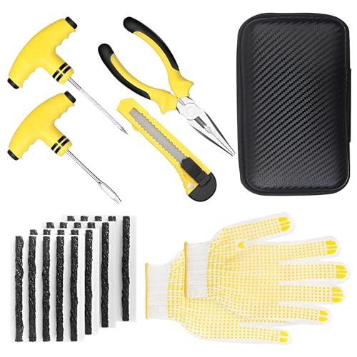 Tyre Repair Kit- Puncture Repair Kit - Tubeless Car Tyre Puncture Repair, Motorcycle & Motorbike Tire Repair, Car Tyre Repair Kit, Tyre Plug Repair Kit for Cars, Bikes, Trucks, Vans,ATV & More