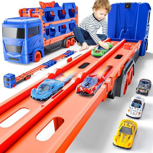Race Track Truck Toys for 2 3 4 Year Old Boys Gifts