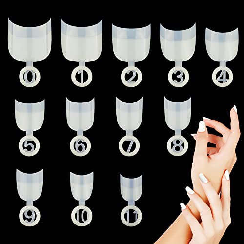 MWOOT 600Pcs Oval Short False Nail Art Tips Set, Half Cover French Acrylic Fake Nail Tips, Finger Stickers Nail Extension Tips Tool for DIY Salon Home Manicure Nail Decoration, 12 Sizes 
