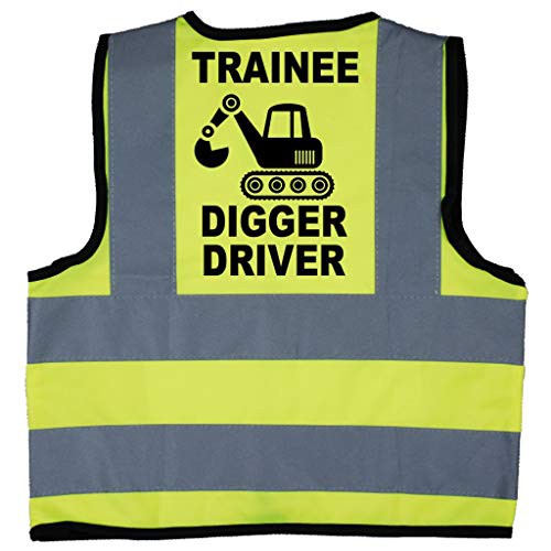 Acce Products Baby Children Kids Hi Vis Safety Jacket Vest Trainee Digger Driver Sizes 0 to 8 Years Optional Personalisation Text On Front