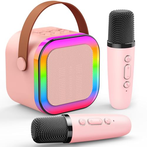 Dislocati Karaoke Machine 2 Microphones, Birthday Gifts for Girls Toys Age 3-15 Year Old Girls Gifts Kids Microphone Toys for 3-12 Year Old Girls Birthday Presents Christmas Xmas Gifts for Kids Toys