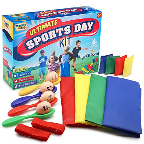 Outdoor Games Play Equipment for Kids Family Garden Toys Sports Day Kit Egg and Spoon Race Ring Toss Sack Race Bean Bags Snakes and Ladders 