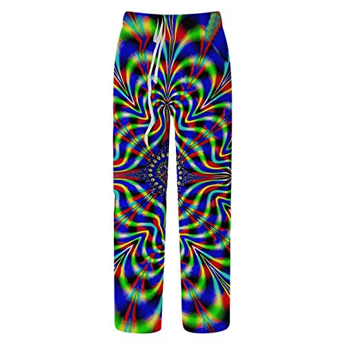 Men's Fashionable Colourful Casual Trousers Straight Leg Casual Printed Linen Trousers with Pocket Lace-up Trousers Outdoor Comfortable Jogging Bottoms Straight Leg Relaxation Trousers Breathable Long